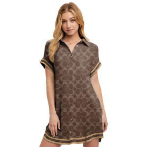 COACH | Premium Short-Sleeve Button-Up Shirt Dress NK 190525